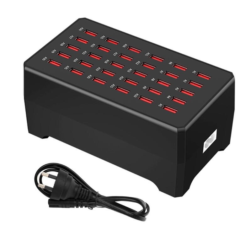 30-Port USB Charger Fast Charging Dock Station with Safe Protections for Travel Family Gatherings Schools Hotels