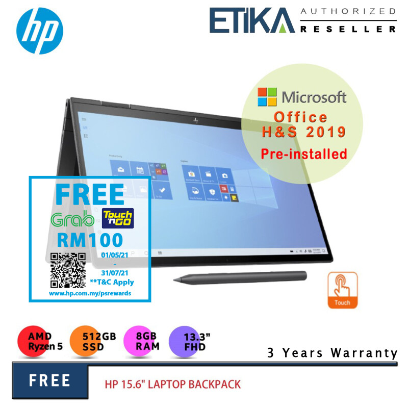 HP Envy x360 13-ay0043AU 13.3 FHD Multi-Touch Laptop (AMD Ryzen 5 4500U/ 8GB/ 512GB SSD/ AMD Radeon Graphics/ W10+H&S) Malaysia