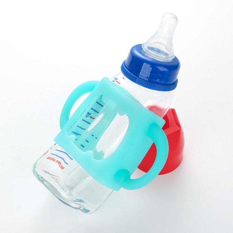 SALE】Baby ขวดที่จับอเนกประสงค์ซิลิโคนกว้างปาก Grip Multicolor ทนความ