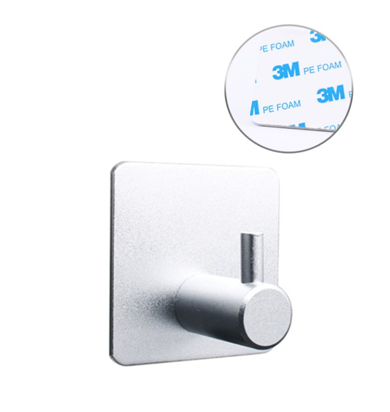 Aluminum Wall Hook Self Adhesive Hook Bathroom Hanging Towel Hook Clothes Robe Hook Door Hook Coat Bag Key Hook Rack for Home Kitchen Bedroom