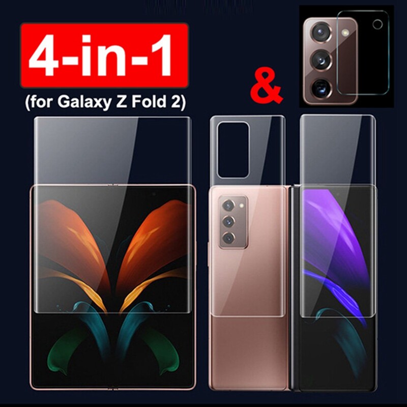 For Samsung Galaxy Z Fold 2 3 4 Front+Back Hydrogel Film Screen Protector Camera Lens Film Glass on Galaxy Z Fold2 5g 7.6'' Fold3 Fold4 Not glass