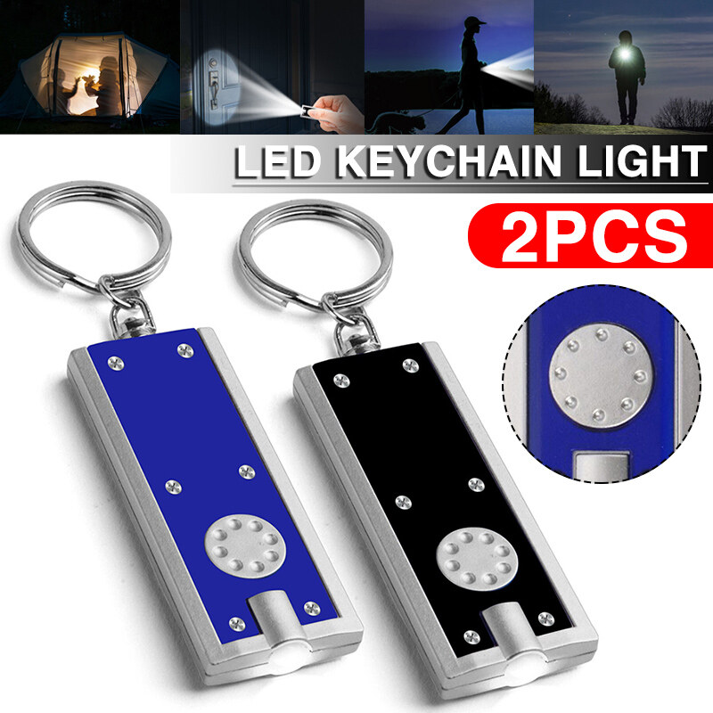 Bokali 2pcs led keychain light bright flashlight keyring camping mini pocket torch