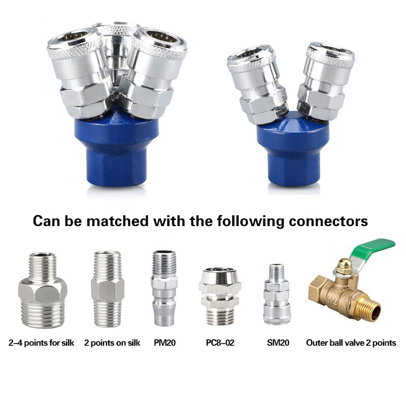 AumoPro 1 Chiếc Đầu Nối Máy Nén Khí Đầu Nối Khí Nén 1/4 Ống Góp Máy Nén Khí Đầu Nối Nhanh 2 Chiều Đầu Nối Nhiều Ống Khớp Nối Khí Nén Đầu Chia Khối Ống Góp Kết Nối Nhanh