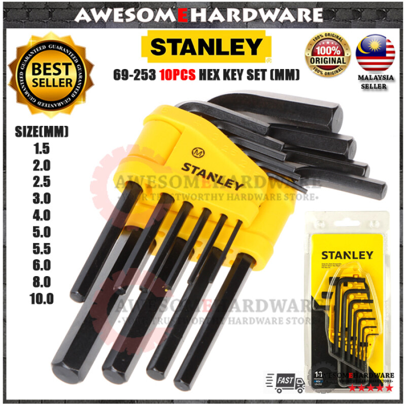 (ORIGINAL) STANLEY 69-253 69253 10PCS HEX KEY SET ALLEN KEY SET IN MM METRIC