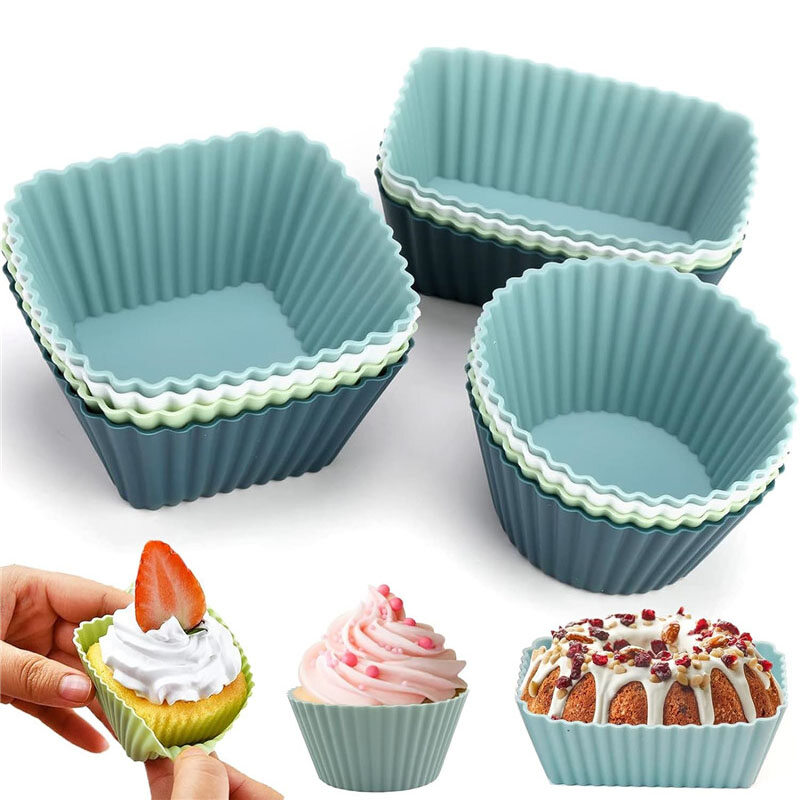 Reusable Baking Cups Silicone Muffin Cases 3 Shapes Muffin Liners Pastry Cake Molds for DIY Baking Daily Use