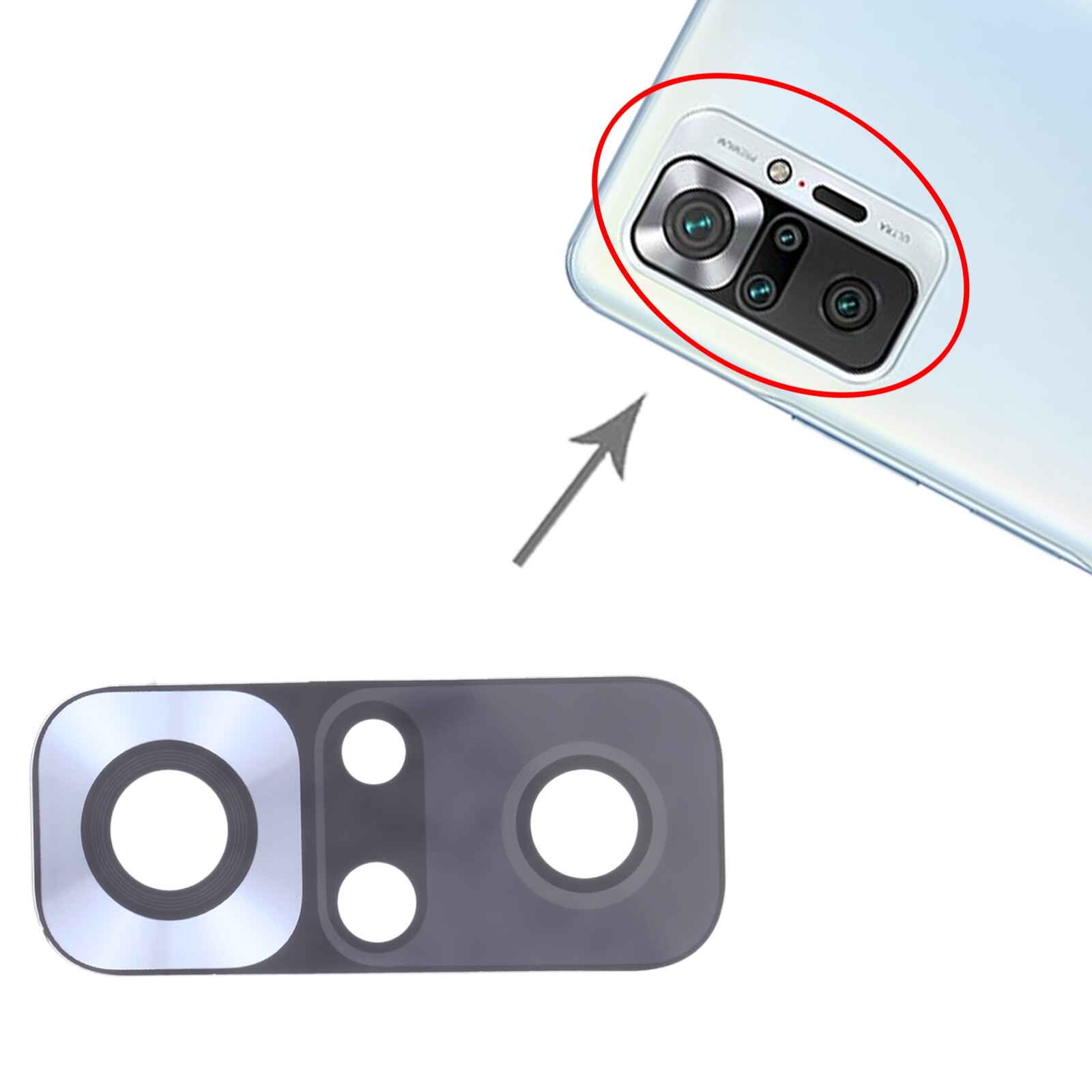 （ready stock） 10 PCS Back Camera Lens for Xiaomi Redmi Note 10 Pro / Redmi Note 10 Pro Max / Redmi Note 10 Pro M2101K6G M2101K6R M2101K6P M2101K6I
