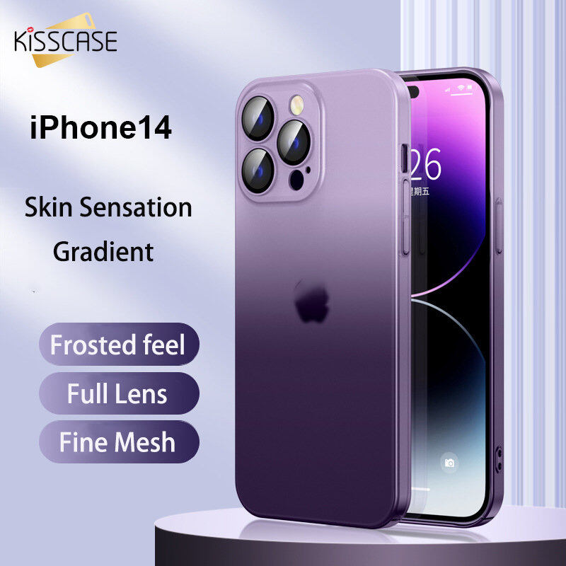 [With Lens Film+Lanyard]KISSCASE for IPhone 14 Pro/iPhone14 Pro Max /14 Plus IPhone 13/13 Pro/13 Pro Max IPhone 12 Pro IPhone 11 Gradient Skin Sensation Frosting Hard Phone Case