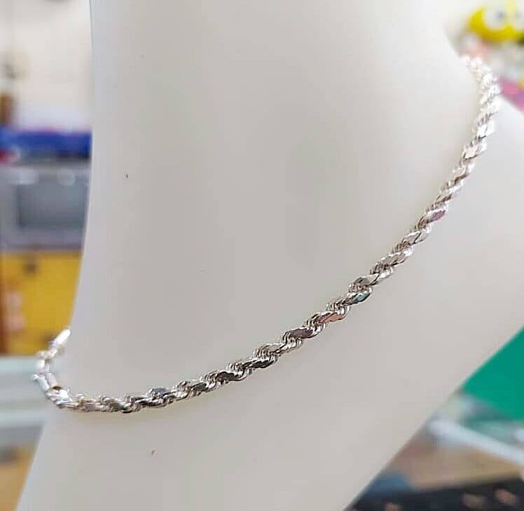 An Ori Pure Silver 925 Gelang Kaki Anklet Sederhana Kasar Pattern Pintal Tali T08 Very Shinning Suitable For Ladies Panjang 27 Cm Lazada
