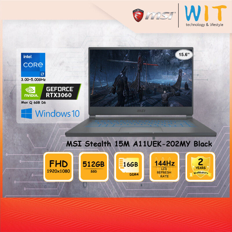 MSI Gaming Laptop Stealth 15M A11UEK-202MY Carbon Grey/Intel Core i7-11375H 3.00~5.00GHz/16GB DDR4/512GB SSD/15.6FHD 144Hz/NVD RTX3060 Max Q 6GB D6 Malaysia