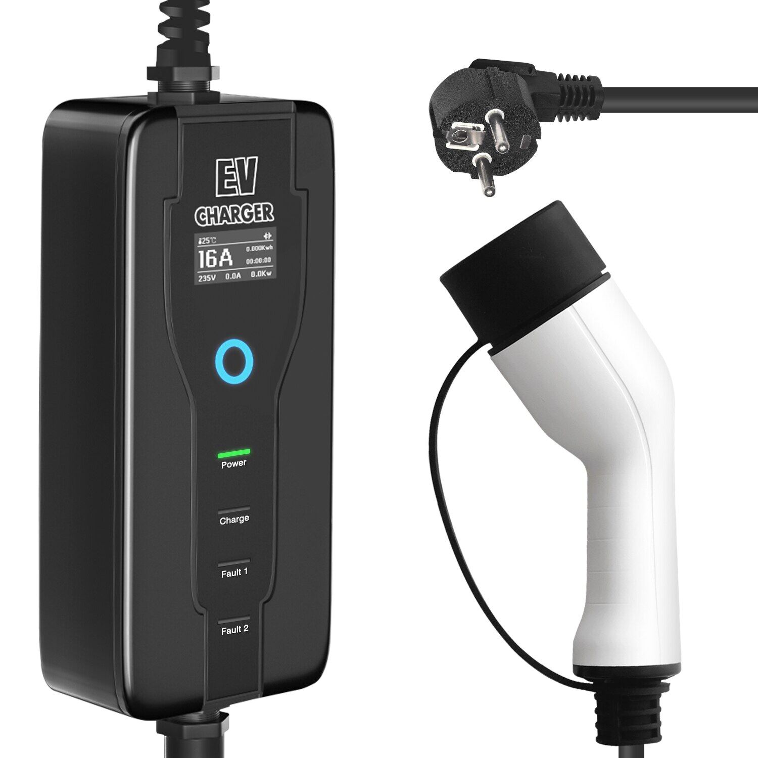 Type 2 EVSE EV Charger Level 2 16A Portable Electric Vehicle Car Home