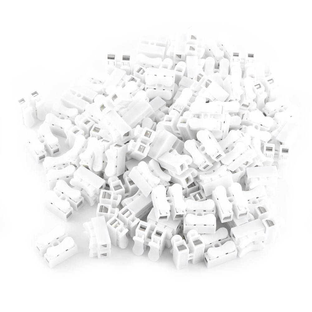 100pcs 10A Quick Terminal 220V 2 Pin Push Quick Spring Clamp Terminal Wire Cable Connector White Wiring Terminal