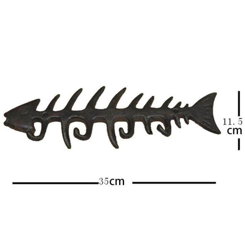 Fishbone Hall Coat Rack With 4 Hooks Nautical Fish Bone Key Hat Racks Wall Hanger Holder Fisherman Decor Metal