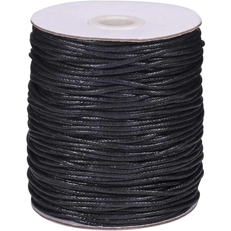 100 Yards 2mm Waxed Cotton Cord Thread Beading String for Bracelet Necklace  Jewellery Making and Macrame Supplies Black