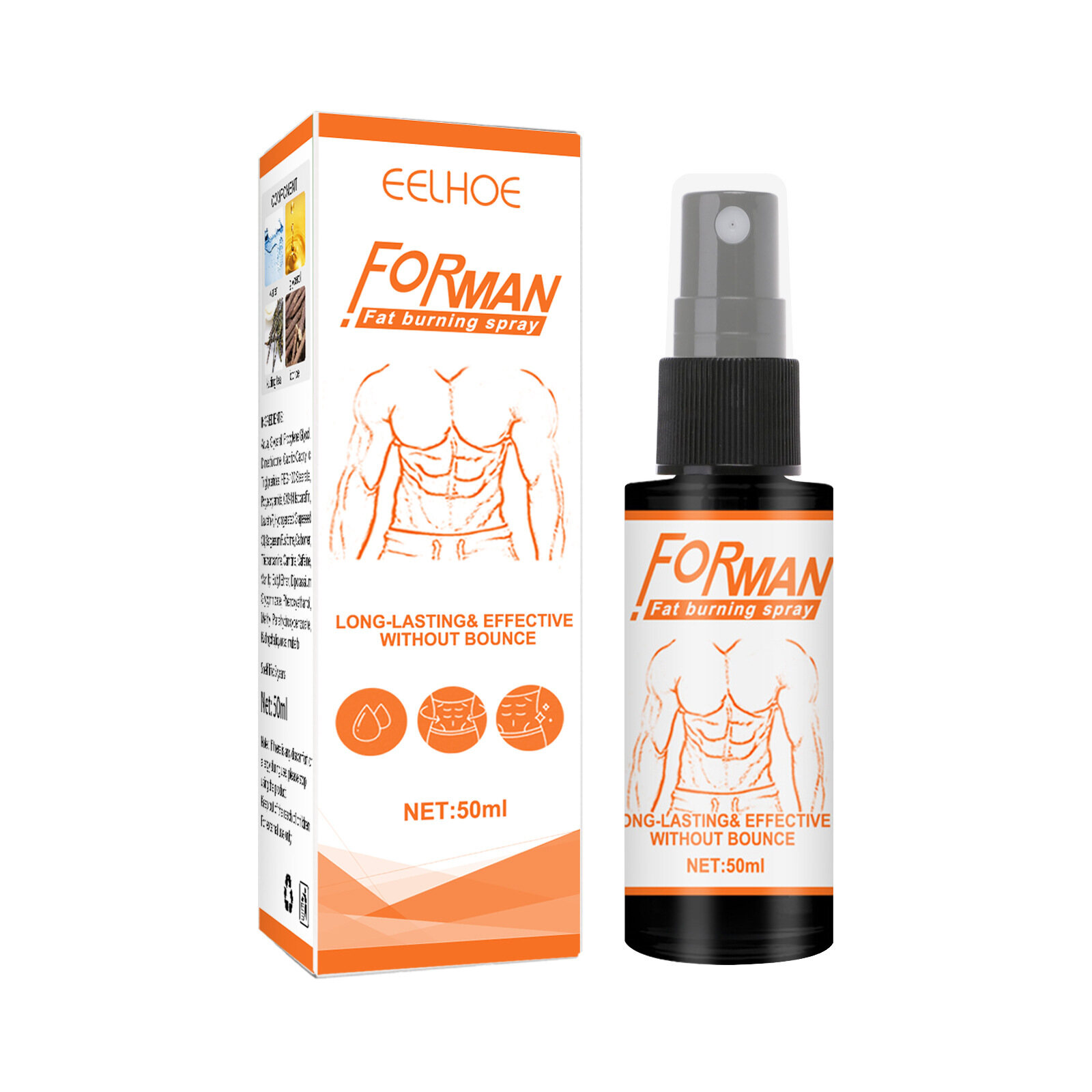 Eelhoe Fat Burning Spray Powerful Abdominal Muscle Spray Anti Cellulite Burn Fat Weight Loss Products Strong Men Women Fitness Slimming Slim Cream(50ml)
