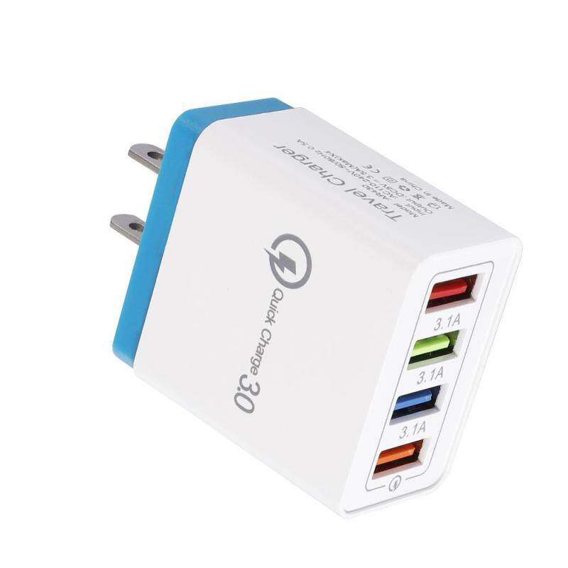 Giá QC3.0 Sạc Nhanh Đầy Màu Sắc Sạc 5V 3.1A Điện Với 4USB Cáp Dữ Liệu Cho Samsung Redmi Note 7 Vivo iPhone Oppo-Hoa Kỳ Cắm Sạc Dẹt