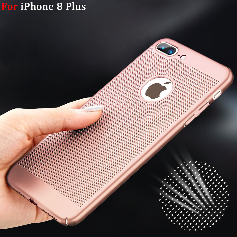 Ultra Thin Heat Dissipation Back Cover For iPhone 8 Plus Hollow Breathable Micro Matte Hard PC Super Slim Phone Case