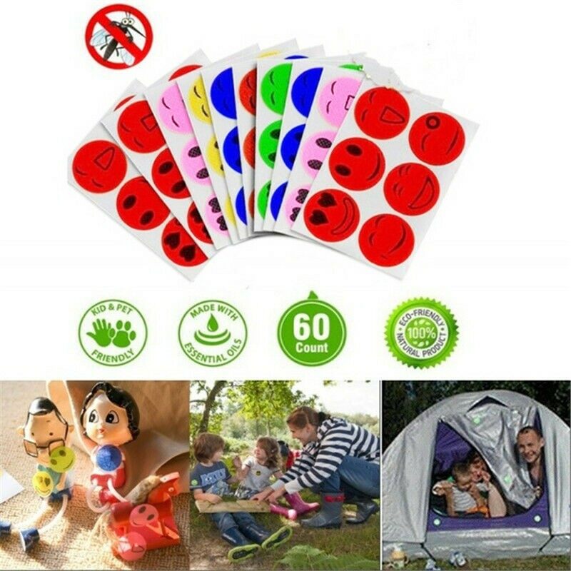 60Pcs Lot Smiley Face Anti Mosquito Insect Repellent Stickers Mosquito Repellent Buckle Anti-mosquito Stickers Repellent Stickers For Children Adults Anti-mosquito Stickers anti moustique repulsif