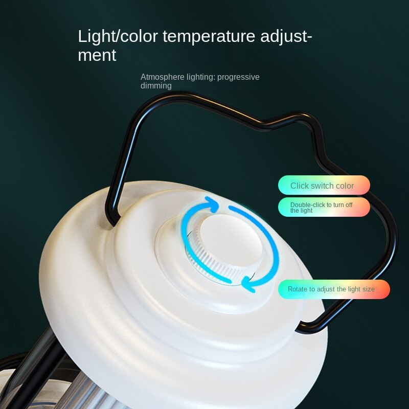 Outdoor multi-function 8000mAH large-capacity retro camping lights 7 color mode IPX 5 waterproof led tent horse lights waterproof long battery life