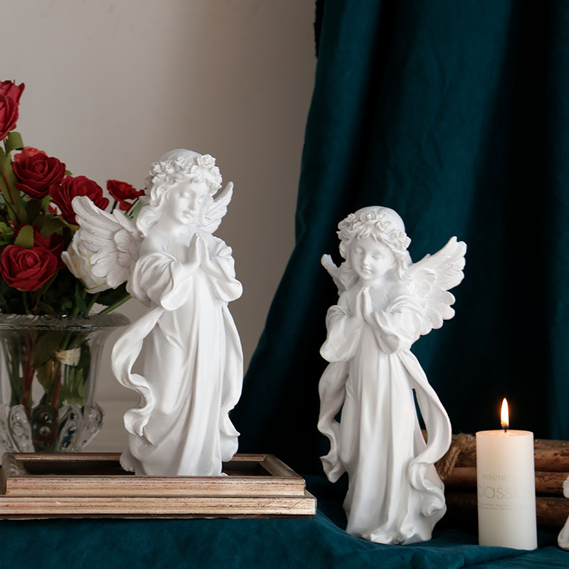 Office Decor Home Rustic Ornaments Study Resin Angel Miniature Plaster