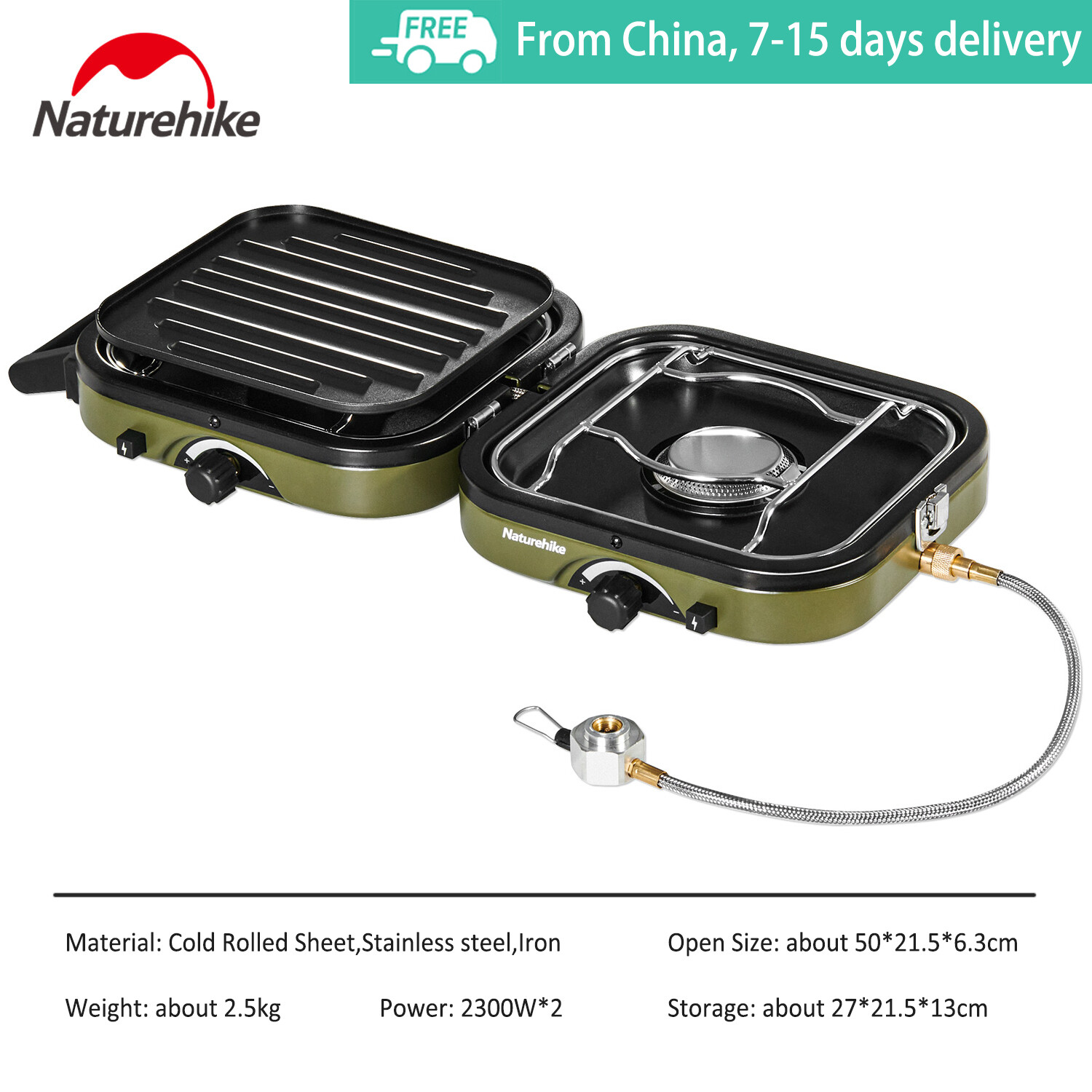 Naturehike Glamping Double Flame Folding Gas Stove Electronic Ignition  2300W Power with Non-stick Frying Pan Portable 2.5kg Camping Furnace  Cooking Picnic NH22RJ003 | Lazada Singapore