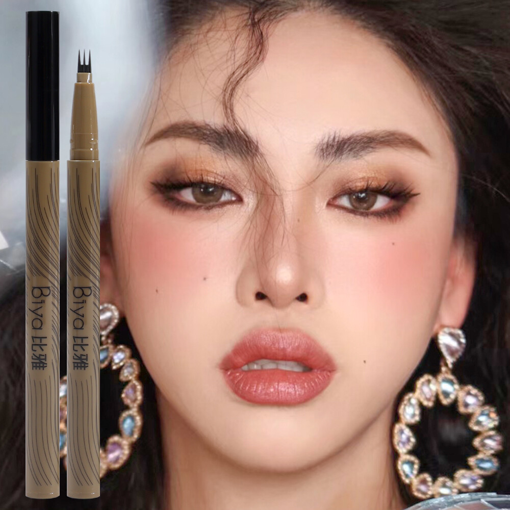 Waterproof Multi-purpose Liquid Eyebrow Pencil 4 Points Matte Black Eyeliner Eyebrow Pen