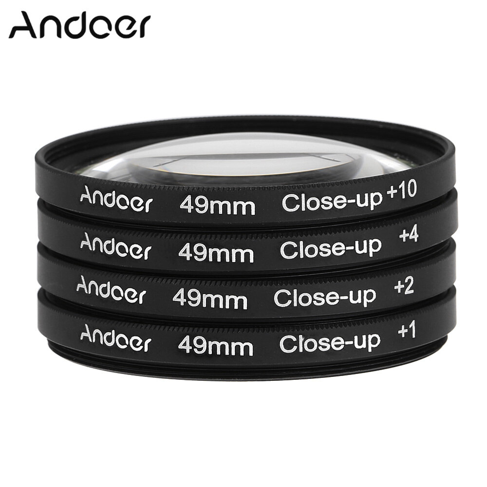 Andoer 49mm macro close-up filter set +1 +2 +4 +10 with pouch for nikon canon sony dslrs
