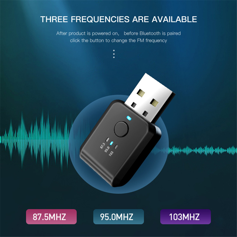 FM01 Bluetooth Wireless Receiver FM Transmitter Adapter Car Stereo Music Receiver USB 2-in-1