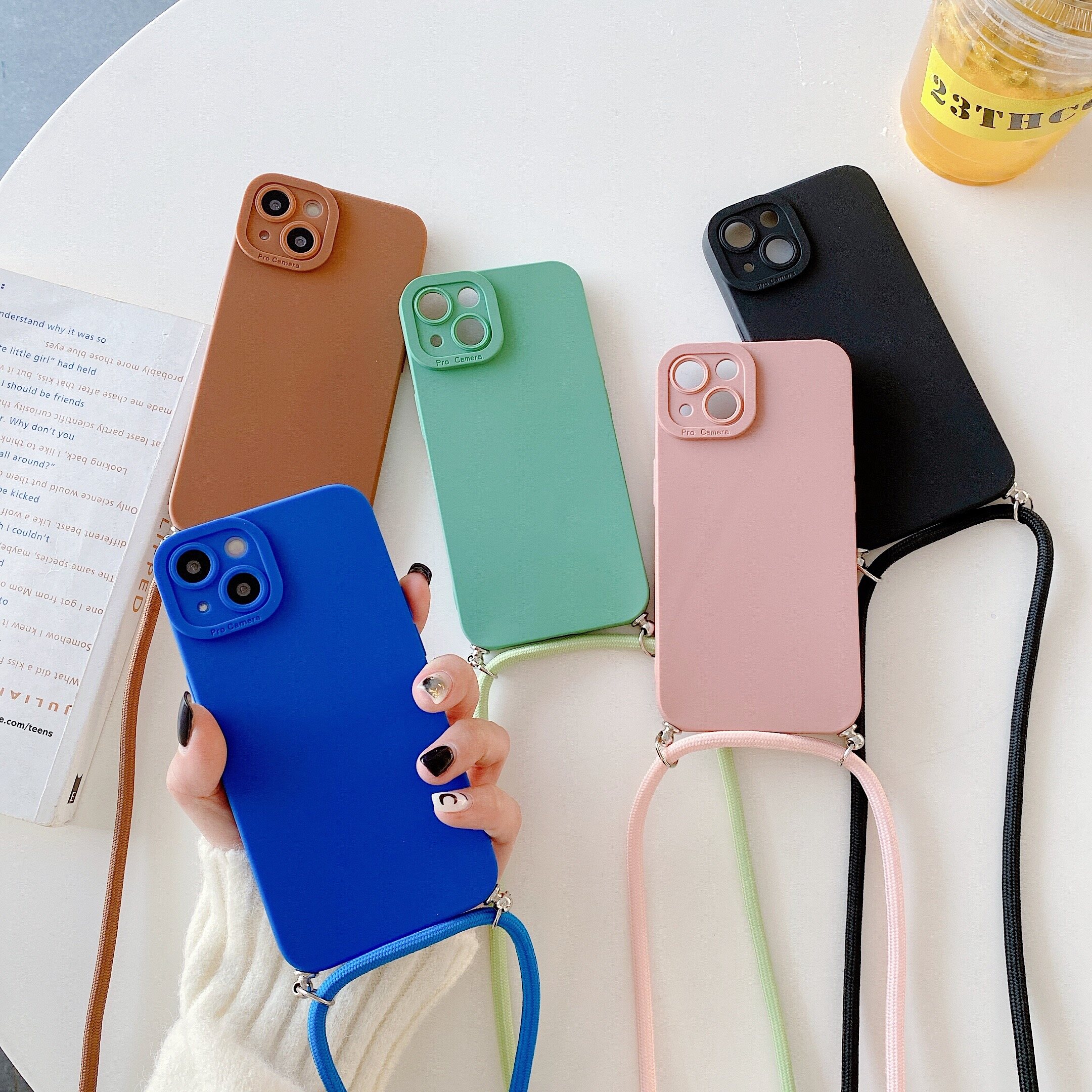 Carry Necklace Lanyard Phone Case For iPhone 13 12 11Pro XS Max XR X 7 8 6s Plus Fine hole Pupil Strap Cord Chain Shockproof Back Cover