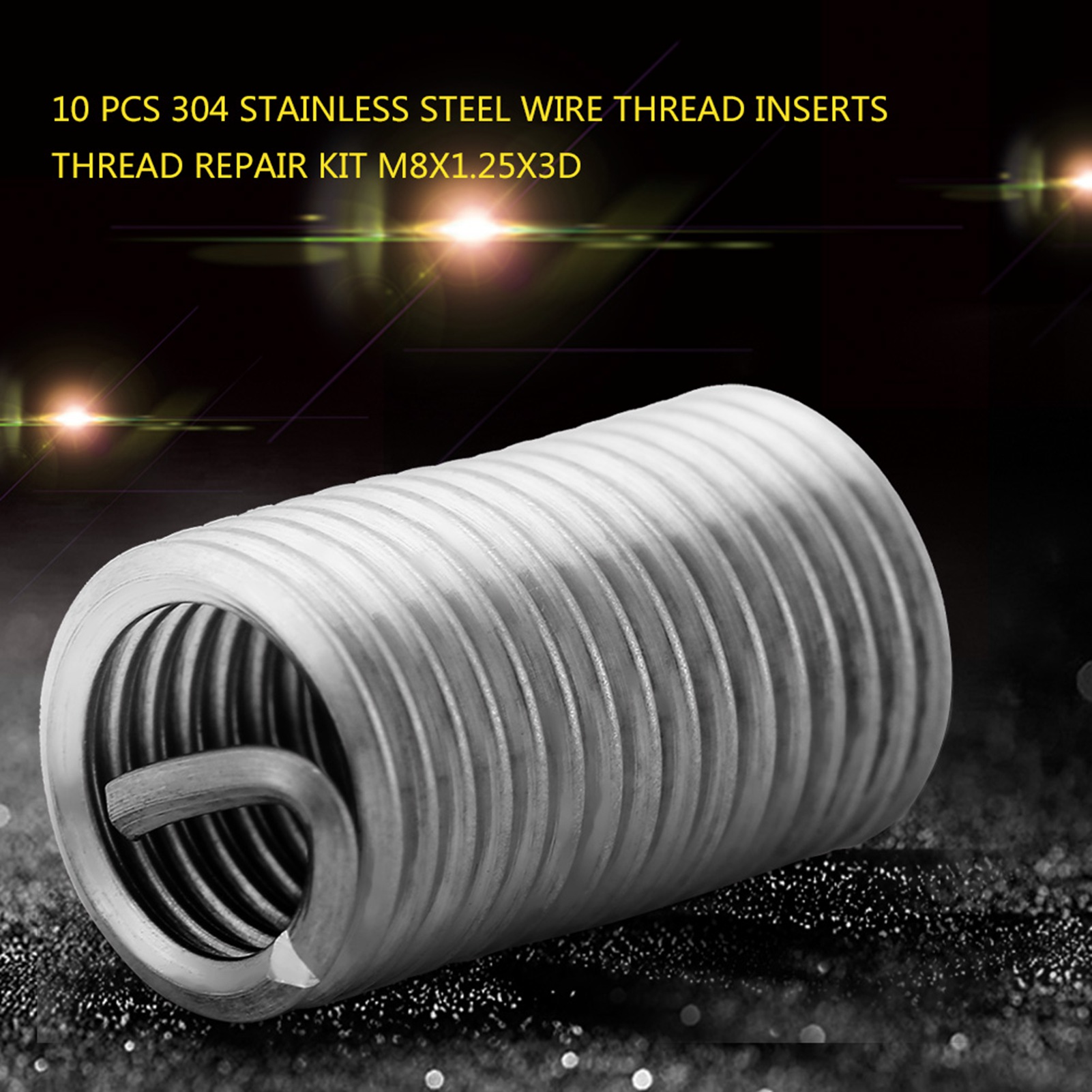 10Pcs Wire Thread Inserts 304 Stainless Steel Helicoil Wire Thread Repair Insert Thread Repair Kit Wire Insert Thread with Box M8x1.25x3D