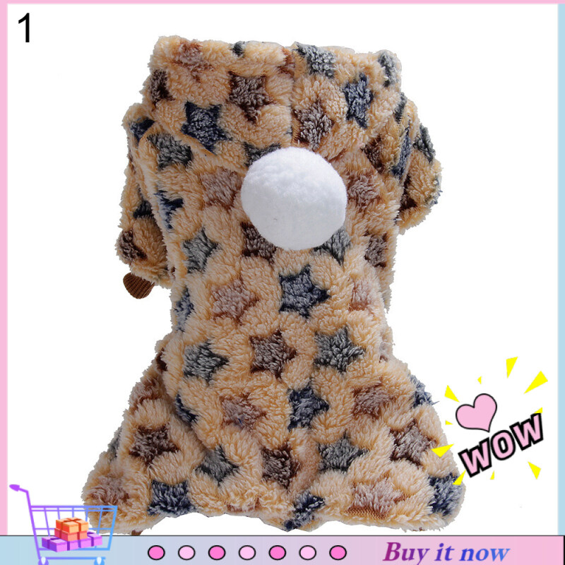 Perrym Doram Trang Phục In Hình Ngôi Sao Chấm Bi Ấm Áp Cho Chó Con Thú Cưng Mùa Đông Áo Khoác Mềm Áo Khoác Hoodie Trang Phục- 1