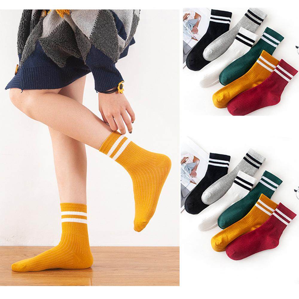 1Pair Girls Cotton Stripe Knee High Socks YOU PICK SIZE /& COLOR