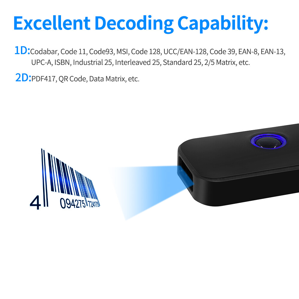 Aibecy Handheld 3-in-1 Barcode Scanner 1D/2D/QR Bar Code Reader Support BT & 2.4G W-ireless & USB Wired Connection Compatible with Windows Android M-ac iOS for Supermarket Retail Logistics Warehouse,Support 1D&2D&QR Code