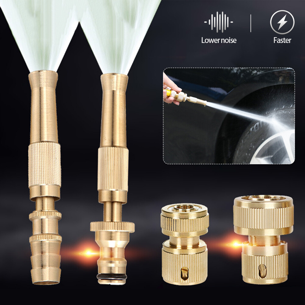 Hittime 2Pcs Car High Pressure Water Spray Tool Spray Tool Washing Machine Tool with Quick-connect Connector Metal Brass Lawn Garden Hose Pipe