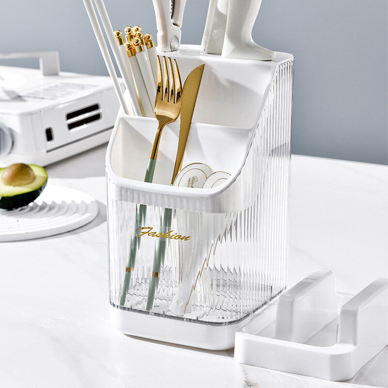 Multi-function transparent chopstick barrel, draining chopstick cage, knife holder, cutting board, pot lid rack, kitchen finishing shelf, knife storage