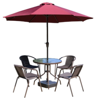 UMBRELLA FOUR 74x56x56cml Chairs AND ONE 80x72cm TABLE GARDEN DESK