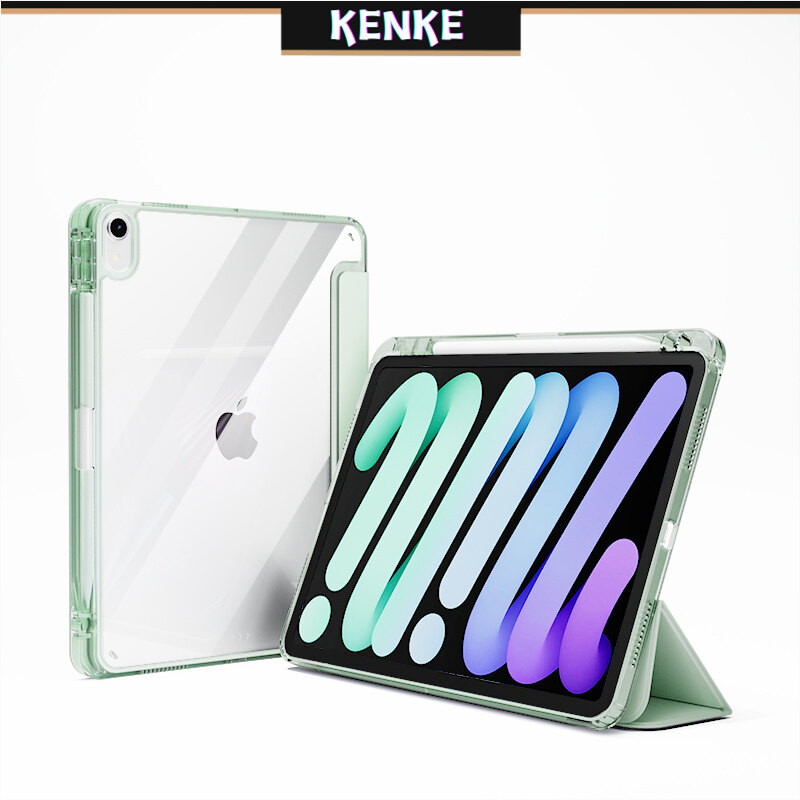 KENKE iPad case High-definition transparent clear acrylic hard case for ipad mini 6 ipad 7 8 9 gen 2021 ipad Pro 11 2nd 3rd 4th generation 2022 Air 5 air 4 ipad 10 cover With pencil slot on the right Smart Case