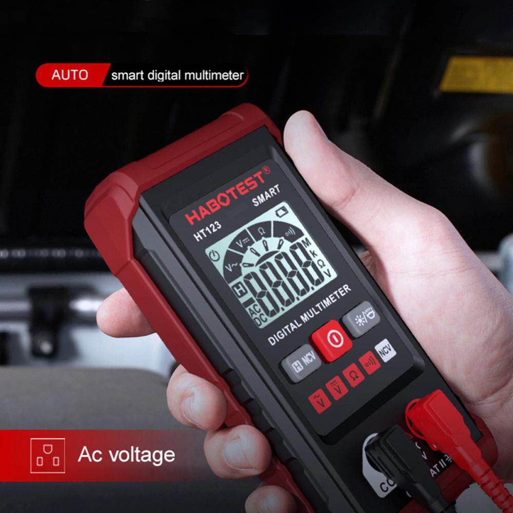 Smart Digital Multimeter Auto-Ranging Voltage Resistance Continuity Measurement Tester with Backlight LCD Display RMS 2000 Counts for Household