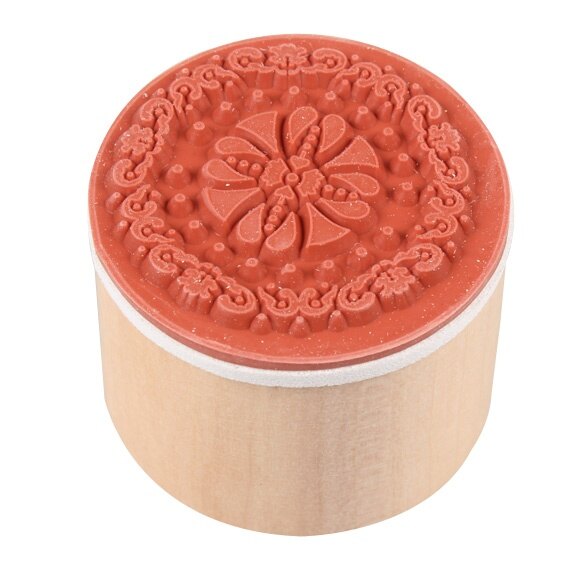 Practical 6 in 1 Round Wooden Rubber Retro Floral Pattern Stamps