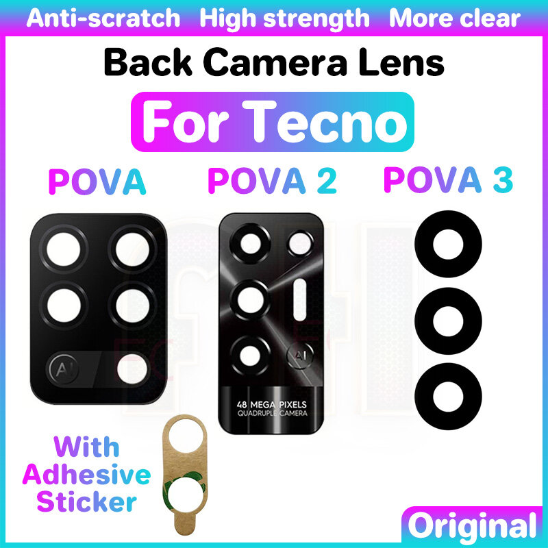 Back Camera Glass Lens Cover For Tecno Pova 2 3 Rear main Camera Glass