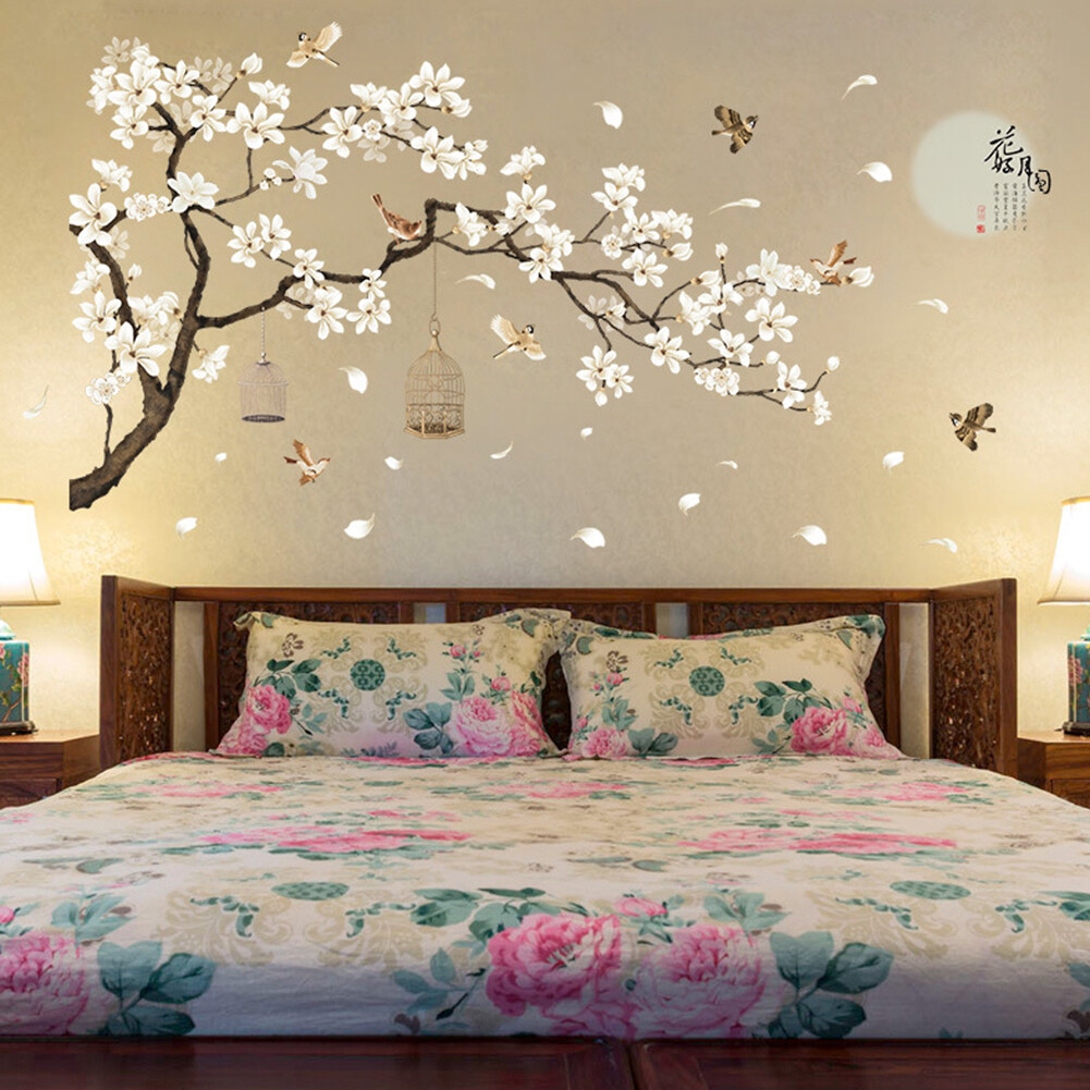 venicenight Tree Birds Flower Wall Sticker DIY Decal Home Living Room Bedroom Decoration