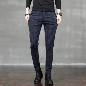 slim fit checkered pants