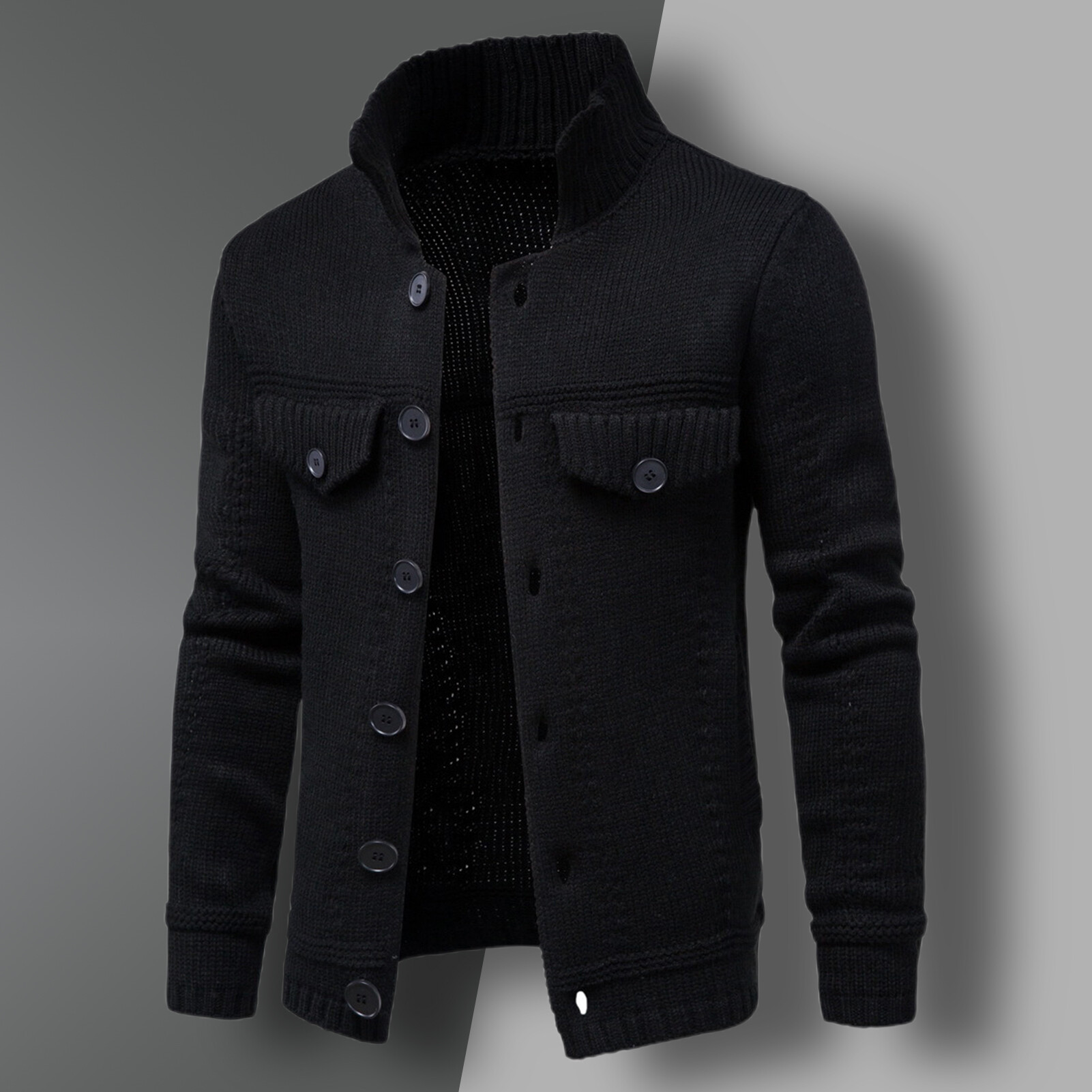 Men Sweater Coat Solid Color Single-breasted Buttons Cardigan Elastic Knitting Turn-down Collar Thick Anti-shrink Spring Coat for Daily Wear Men Jacket Buttons