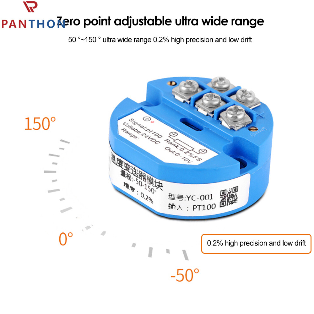 PANTHON PT100 Temperature Sensor Temperature Transmitter Isolated Detector Module -40~ 120 Degree -4-20MA 24V