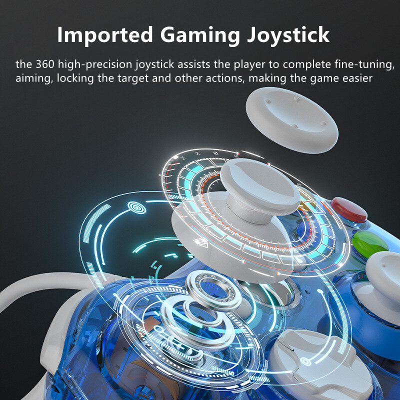 Wired Controller Gamepad For Xbox 360 Game Controller Transparent With LED Light Support For PC Android