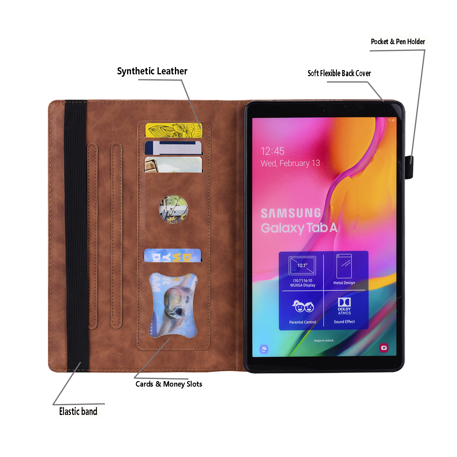For Amazon Fire HD 10 Plus (2021) HD10+ 10.1" Business Splicing Shockproof Tablet Protective Cover Fire HD 10 PU Leather Flip Case With Card Holder Bracket