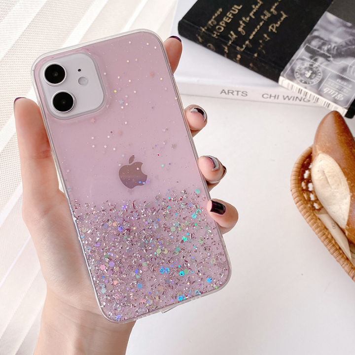 Hoce luxury bling glitter phone case for iphone 15 14 13 12 11 pro max x xs max 14 15 plus 13 12 mini xr 7 8 6 6s plus tpu transparent cover shiny clear soft silicone cases