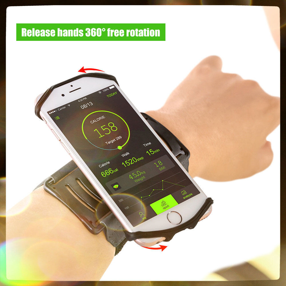 LM 360° Rotatable Wristband Phone Holder for 4-6.5 Inch Smartphones Hiking Biking Running Equipment