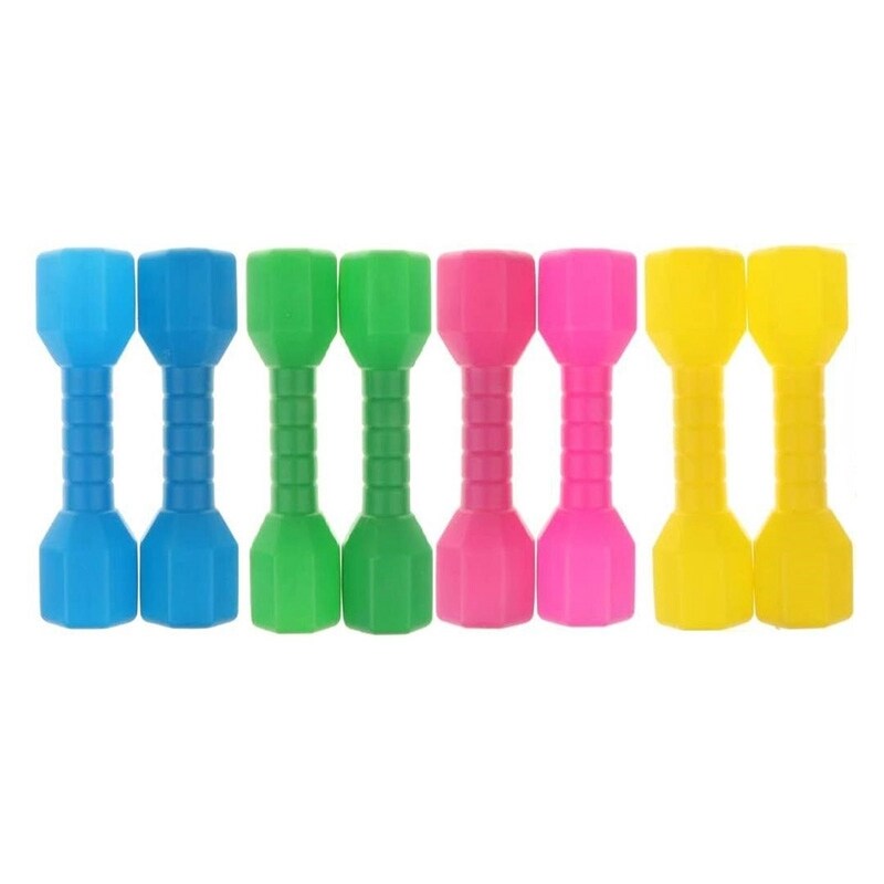 4 Pair Plastic Lightweight Dumbbell Outdoor Fitness Exercise Kids Kindergarten Sports Toy For Children Fitness Exercise