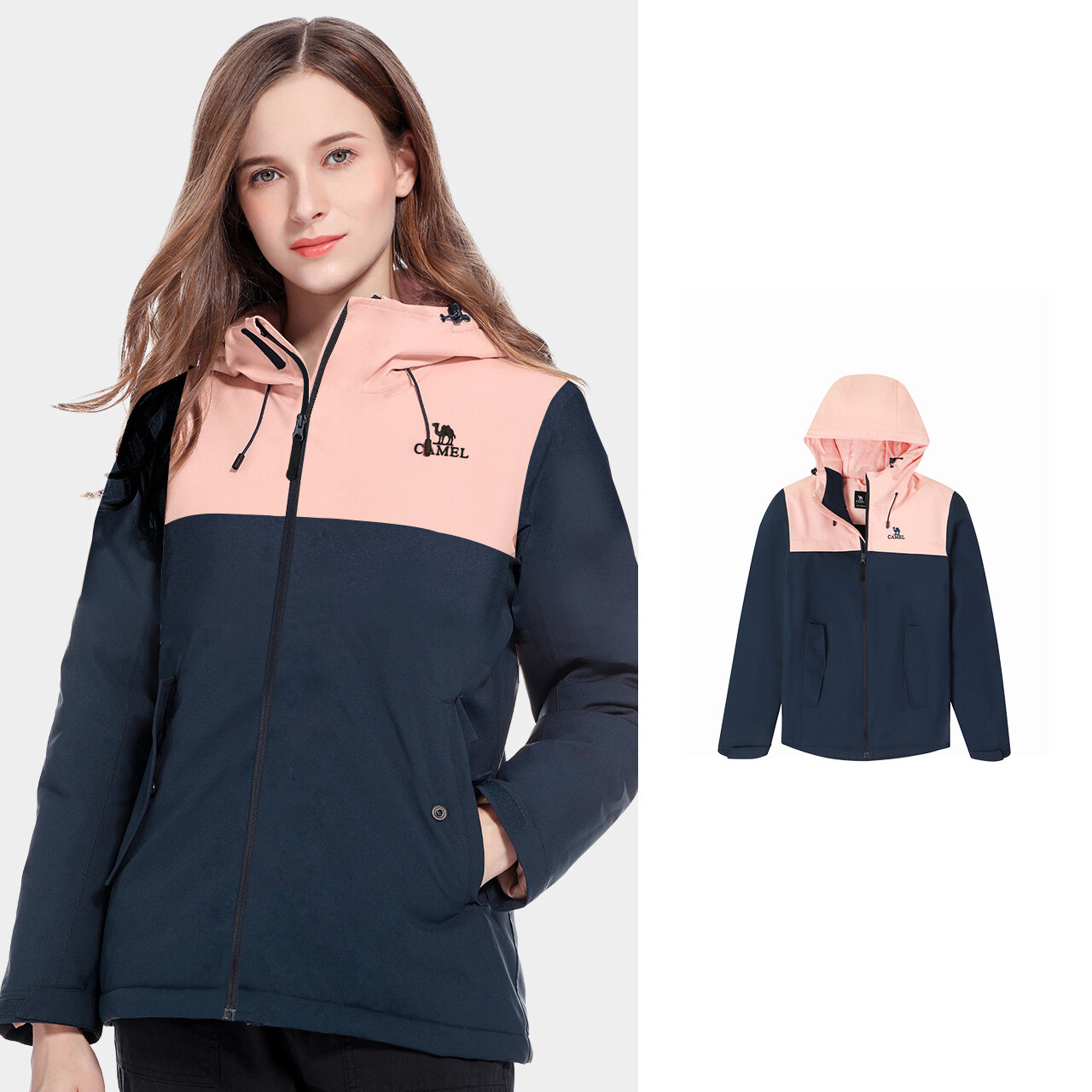 Camel women's fall and winter cotton jacket waterproof and windproof jacket