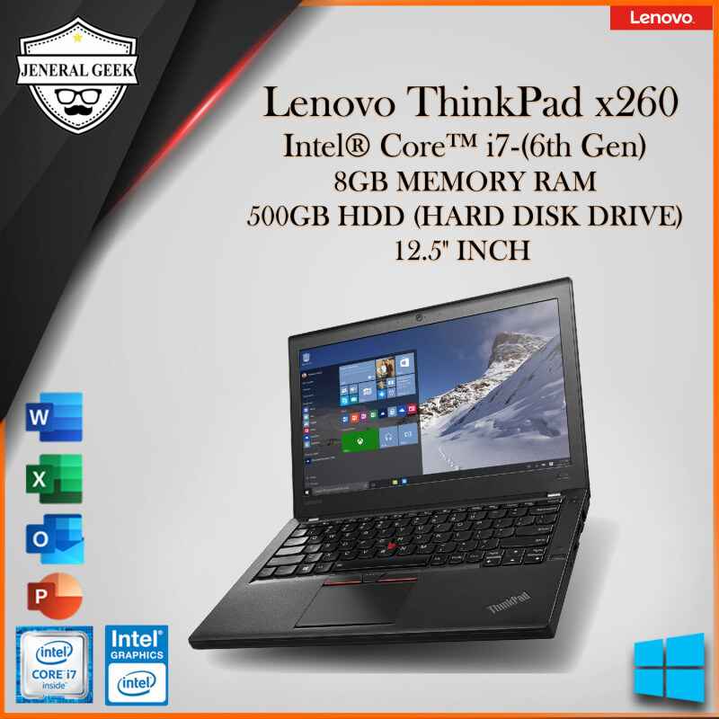 Lenovo ThinkPad x260 Series Intel® Core™ i7-(6th Gen) 8GB RAM 500GB GDD (HARD DISK DRIVE) 12.5 INCH (USED) Malaysia
